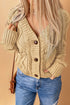 Front Pockets Buttons Textured Cardigan